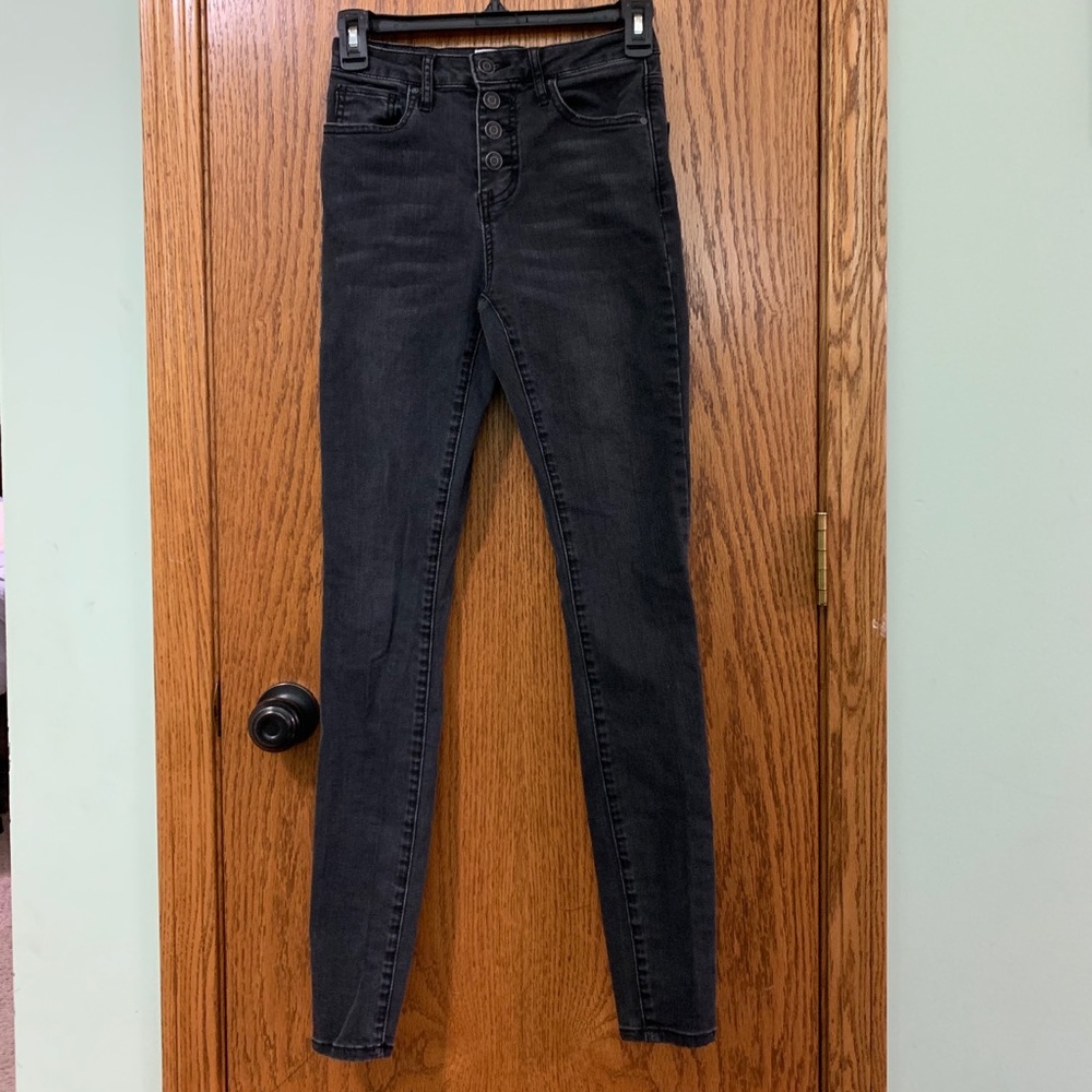 High Rise Faded Black Jeans